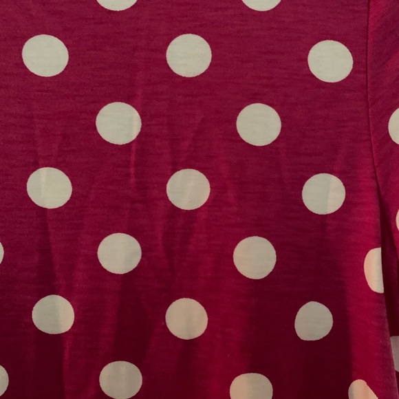 LuLaRoe Melissa Pink Polka Dot Sharkbite Top - XXS NWT - Picture 3 of 8